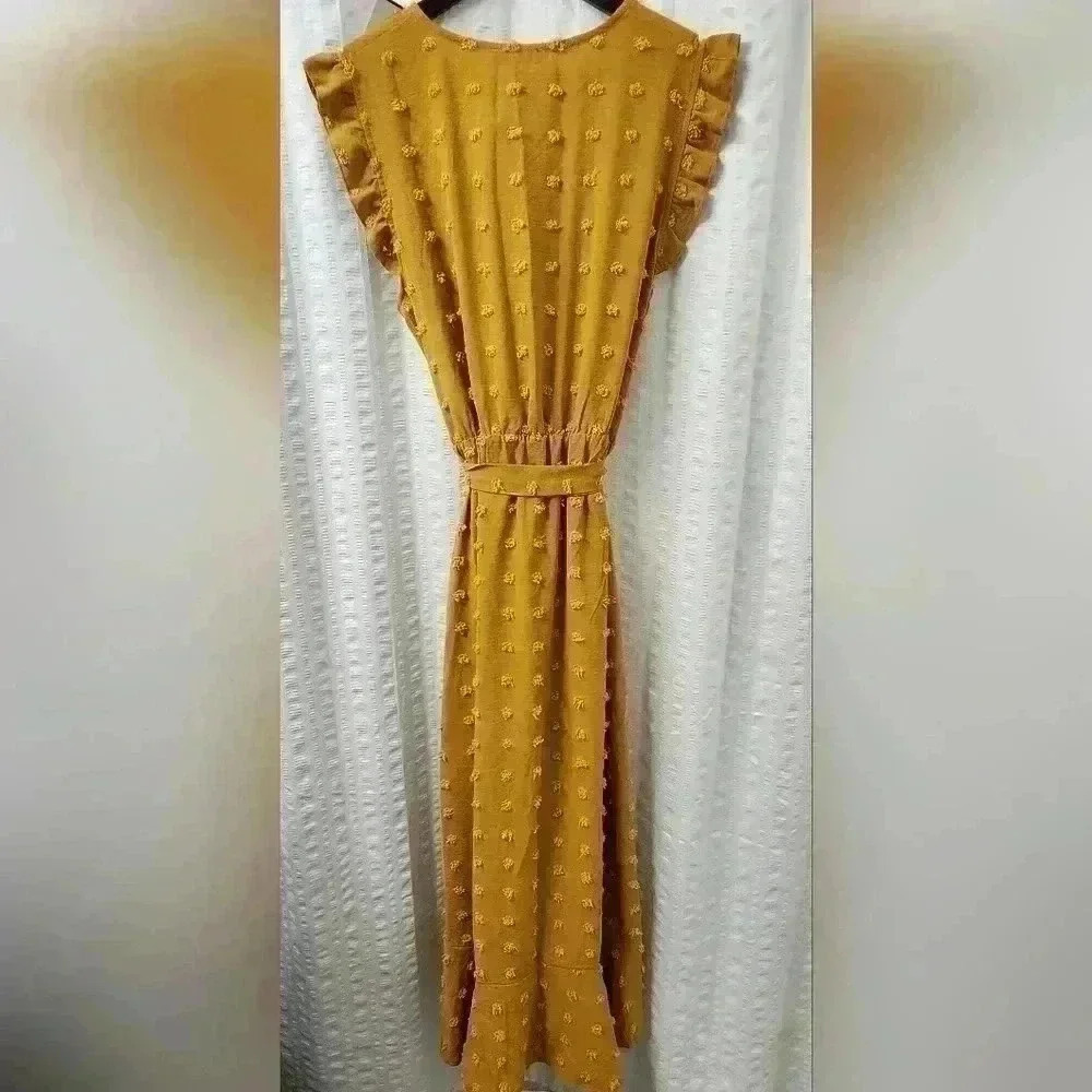 BTFBM mustard high low dress w/ cap sleeves LG NWT - Picture 5 of 5